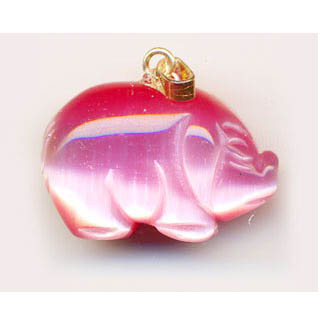 FIBER OPTICAL PIG 17X22MM PINK COLOR PENDANT(2PCS)