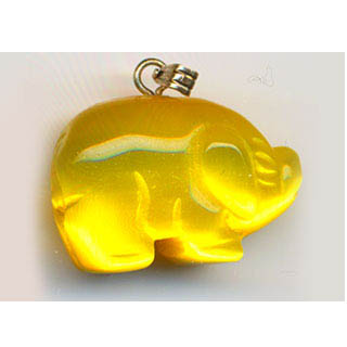 FIBER OPTICAL PIG 17X22MM DARK YELLOW COLOR PENDANT(2PCS)