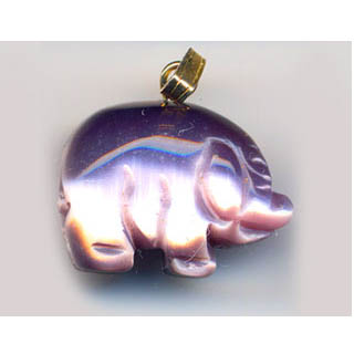 FIBER OPTICAL PIG 17X22MM LIGHT PURPLE PENDANT (2PCS)
