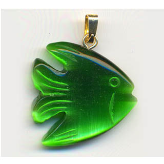 FIBER OPTICAL FISH 22MM GREEN COLOR PENDANT (2PCS)