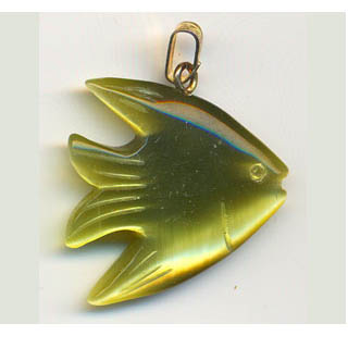 FIBER OPTICAL FISH 22MM OLIVE COLOR PENDANT (2PCS)