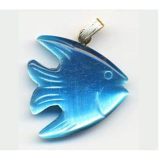 FIBER OPTICAL FISH 22MM TURQUOISE COLOR PENDANT (2PCS)