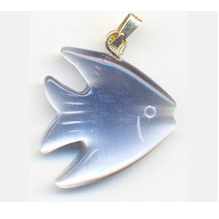 FIBER OPTICAL FISH 22MM GREY COLOR PENDANT (2PCS)