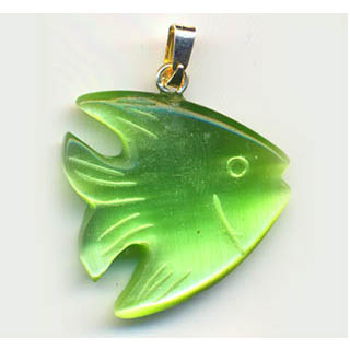 FIBER OPTICAL FISH 22MM LIGHT GREEN COLOR PENDANT (2PCS)