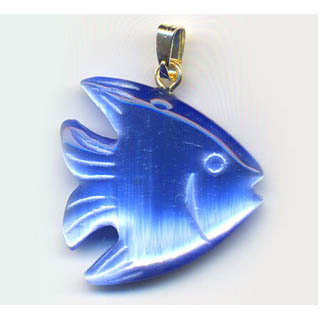 FIBER OPTICAL FISH 22MM LIGHT BLUE COLOR PENDANT (2PCS)