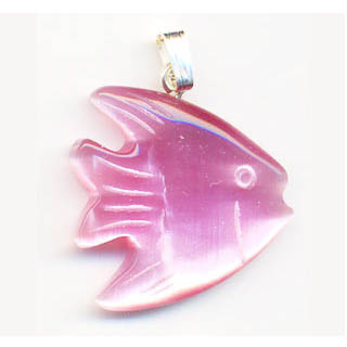 FIBER OPTICAL FISH 22MM PINK COLOR PENDANT (2PCS)