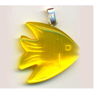 FIBER OPTICAL FISH 22MM DARK YELLOW COLOR PENDANT (2PCS)
