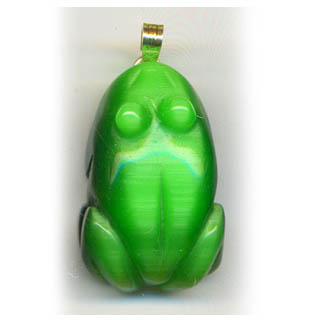 FIBER OPTICAL FROG 15X25MM GREEN COLOR PENDANT (2PCS)