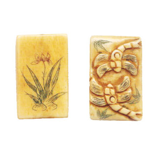 BONE RECTANGLE COUPLE DRANGON 18X32MM ANTIQUE