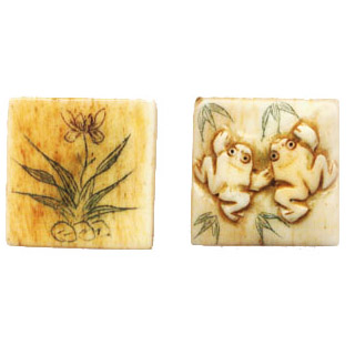BONE SQUARE COUPLE FROG 24MM ANTIQUE