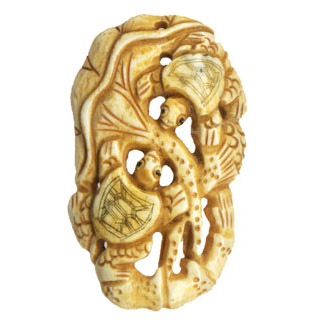 BONE COUPLE TURTLE 32X57MM ANTIQUE