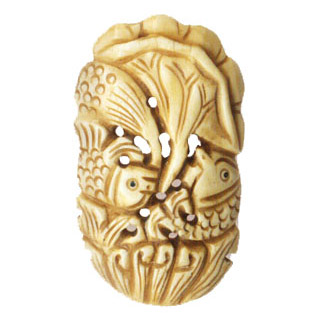 BONE COUPLE FISH 32X57MM ANTIQUE