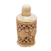 OX BONE CARVED SNUFF BOTTLE HOLLOW RELIEF TURTLE