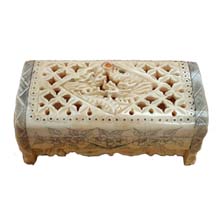 OX BONE CARVED JEWELRY BOX W/ DROGAN