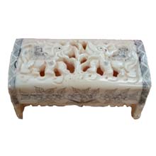 OX BONE CARVED JEWELRY BOX W/ ELEPHANT
