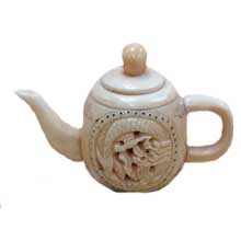 OX BONE CARVED TEA POT W/ DRANON