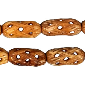 OX BONE CARVING TUBE MAT PATTERN 10X20MM ANTIQUE COLOR
