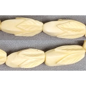 OX BONE CARVING TUBE FOUR LEAF 10X20MM NATURAL COLOR