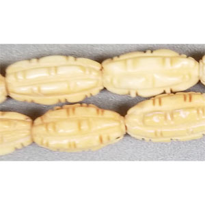 OX BONE CARVING TUBE CREAKED PATTERN 10X20MM NATURAL COLOR