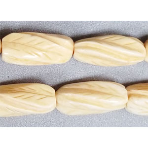 OX BONE CARVING TUBE TWIST LEAF 10X20MM NATURAL COLOR
