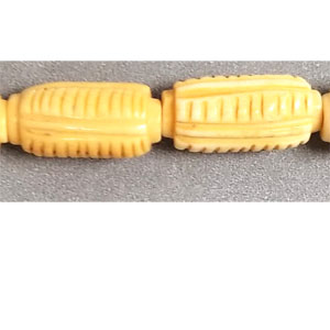 OX BONE CARVING TUBE STRING PATTERN 10X20MM NATURAL COLOR