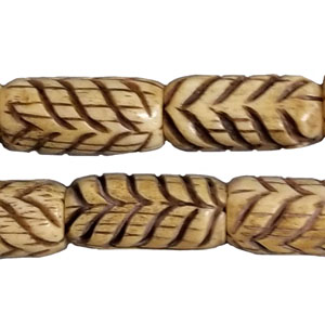 OX BONE CARVING TUBE  SHOUYI 10X20MM ANTIQUE COLOR