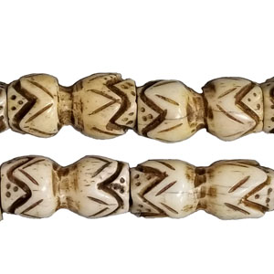 OX BONE CARVING TUBE DOUBLE LOTUS 10X20MM ANTIQUE COLOR