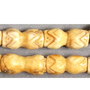 OX BONE CARVING TUBE DOUBLE LOTUS 10X20MM NATURAL COLOR