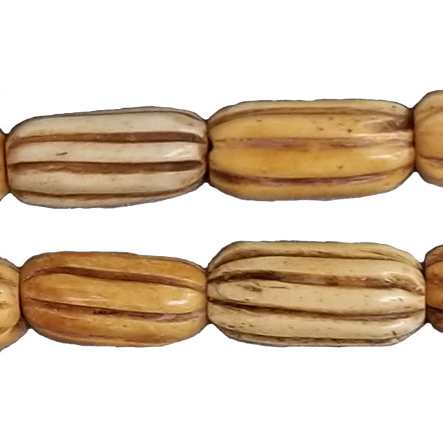OX BONE CARVING TUBE LONG MELON 10X20MM ANTIQUE COLOR