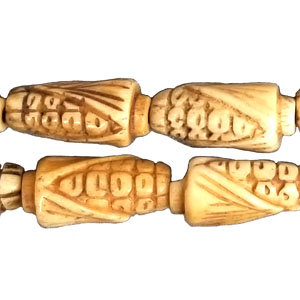 OX BONE CARVING TUBE CORN 10X20MM ANTIQUE COLOR