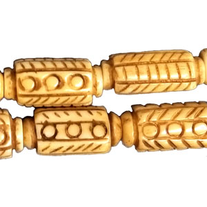 OX BONE CARVING TUBE DOUBLE CIRCLE 10X20MM ANTIQUE COLOR