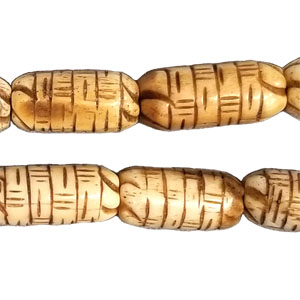 OX BONE CARVING TUBE MAT PATTERN 10X20MM ANTIQUE COLOR