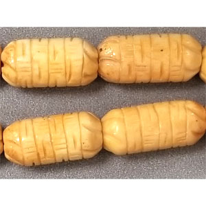 OX BONE CARVING TUBE MAT PATTERN 10X20MM NATURAL COLOR