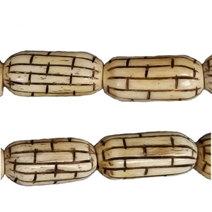 OX BONE CARVING TUBE BRICK 10X20MM ANTIQUE COLOR