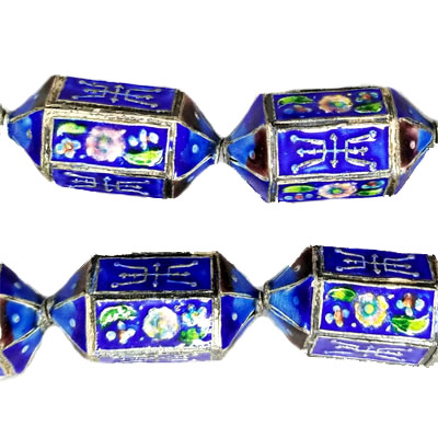 ENAMEL GEOMETRIC WITH FLOWER 17X33MM