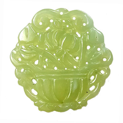 HSIU JADE BASKET 56X58MM GREEN PENDANT