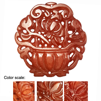 HSIU JADE  BASKET 56X58MM RED PENDANT