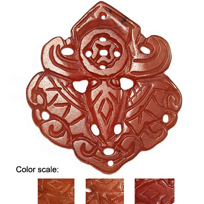 HSIU JADE BUTTERFLY WITH MONEY COIN 54X60MM RED PENDANT