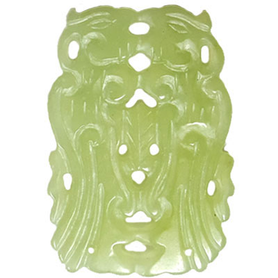 HSIU JADE COUPLE BIRDS 44X64MM GREEN PENDANT