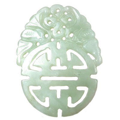 HSIU JADE LONGEVITY 45X58MM GREEN PENDANT