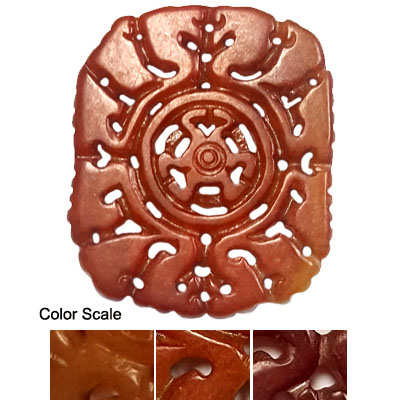 HSIU JADE KNOT 50X60MM RED PENDANT