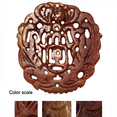 HSIU JADE COUPLE PHOENIXES WITH  LUCKY 50X60MM RED PENDANT