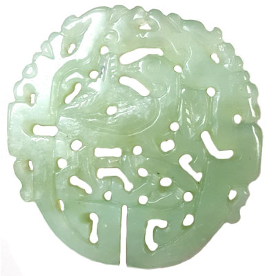 HSIU JADE BIRD IN BIRDCAGE 53MM GREEN PENDANT