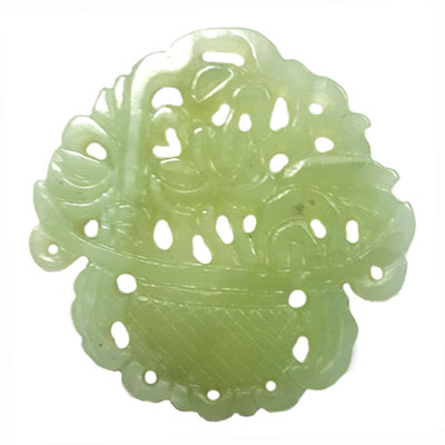 HSIU JADE BASKET 53X55MM GREEN PENDANT
