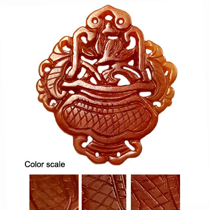 HSIU JADE BASKET 53X55MM RED PENDANT