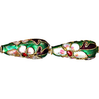 ENAMEL TEAR DROP 9X22MM GREEN