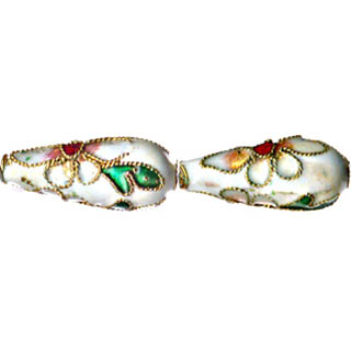ENAMEL TEAR DROP 9X22MM WHITE