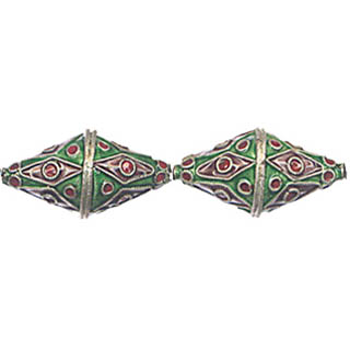 ENAMEL GEOMETRIC DIAMOND 15X25MM GREEN
