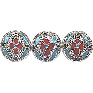 ENAMEL FLOWER DISC 21MM TOURQUOISE