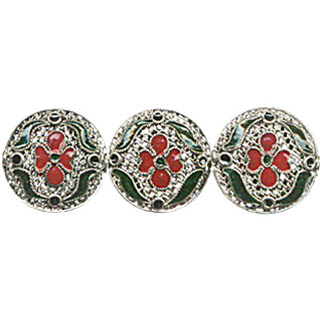ENAMEL FLOWER DISC 21MM GREEN